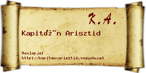 Kapitán Arisztid névjegykártya